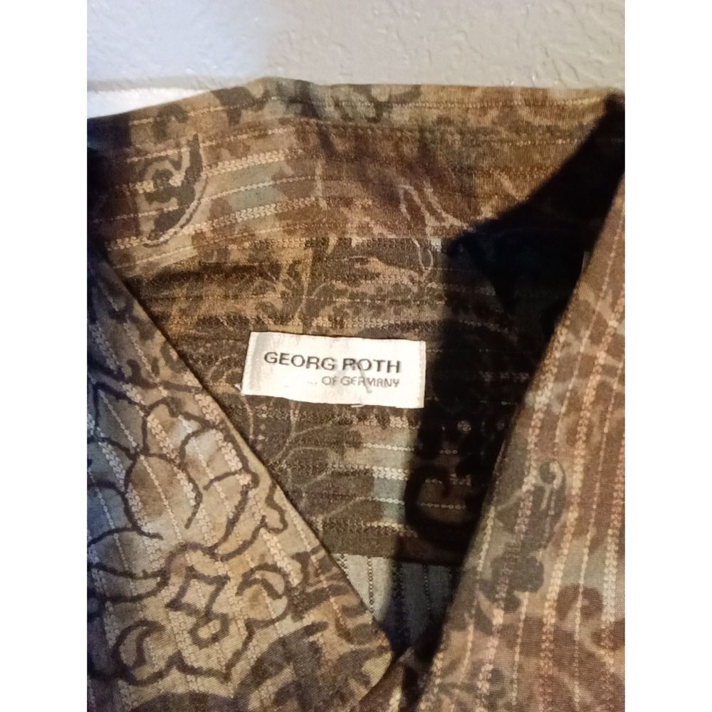 Georg Roth Los Angeles Mens XL Black/Brown Floral Long Sleeve Button Shirt 1772 - Picture 4 of 8